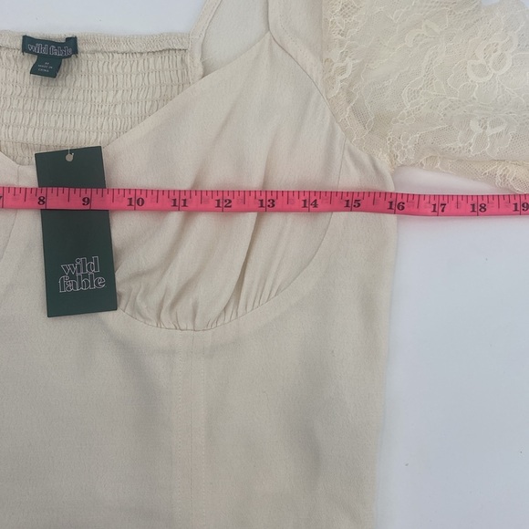 Wild Fable Off White Cropped Long Sleeve Lace Top Size Medium - Picture 8 of 9